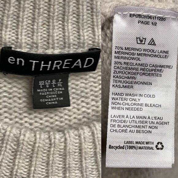 En THREAD Cashmere Oversized Merino Wool Wide Sleeve Sweater Grey L - Picture 6 of 6